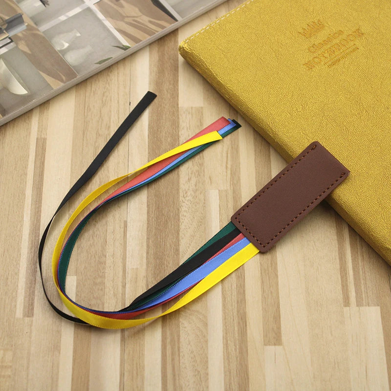 Fashion Colorful PU Leather Reading Marker Lightweight Ribbon Bookmark Multi-functional Page Book Marks for Books Notebooks