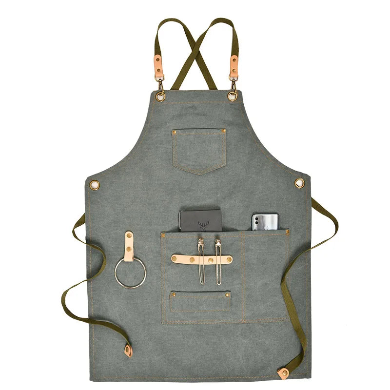 Canvas Multi-color Coffee Painting Apron Art Waterproof Overalls Handwriting