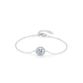 SL1704 925 Sterling Silver Fashion Round Sparkling CZ Link Chain Charm Bracelet for Women Wedding Statement Fine Jewelry
