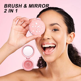 Mirror Portable Two-in-one Comb Mirror Round Shape Foldable Ice Cream Mirror HaiRbrush for Women