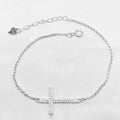 Low MOQ 10pcs Wholesale 925 Sterling Silver Princess Cut Zircon Classic Side Cross Bracelet for Gift & Party
