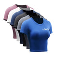 Summer Short Sleeve T Shirts Women T-shirt O Neck High Waist Crop Top Tee Female Polyester Quick-dry Fitness T Shirts Women