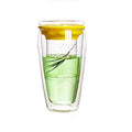 450ml Modern Design Eco-Friendly Microwave Dishwasher Safe Double Wall Glass Blooming Loose Leaf Tea Infuser Mug Set PSC DC025 MegaBDM