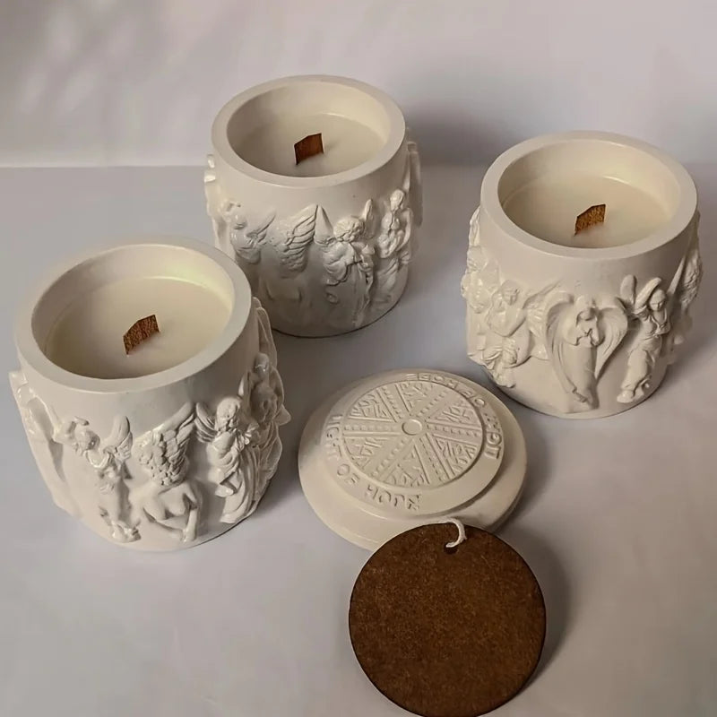 European Angel Relief Mold Candlestick Jewelry Box Gypsum Resin Casting Retro Home Decoration Elegant Storage Container
