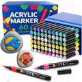 Art 120 60 Colors Dual Tip Acrylic Markers Brush Pen Paint Kids Adults Artist Fine Point Coloring Acrylic Markers