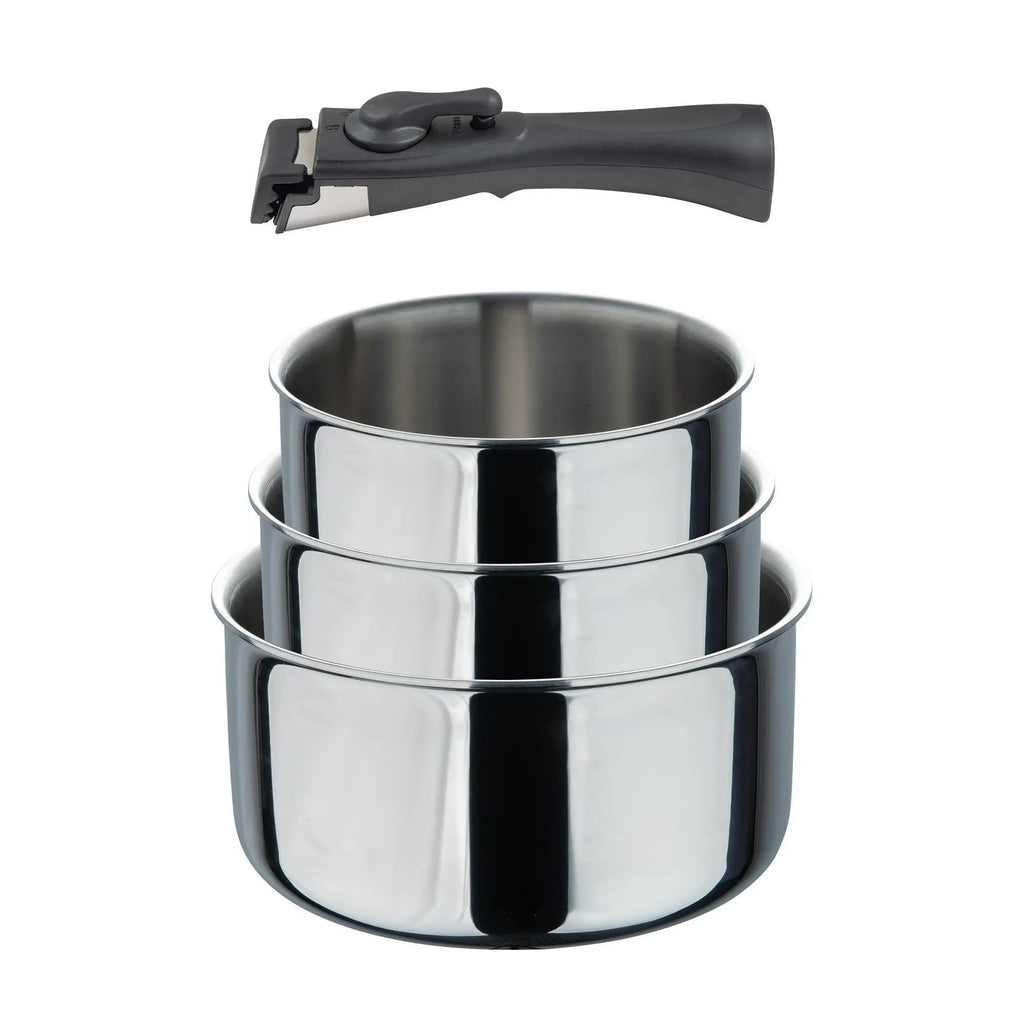 Bergner Click&Cook Set of 3 Saucepans 16/18/20cm without coatings + Detachable stainless steel handle