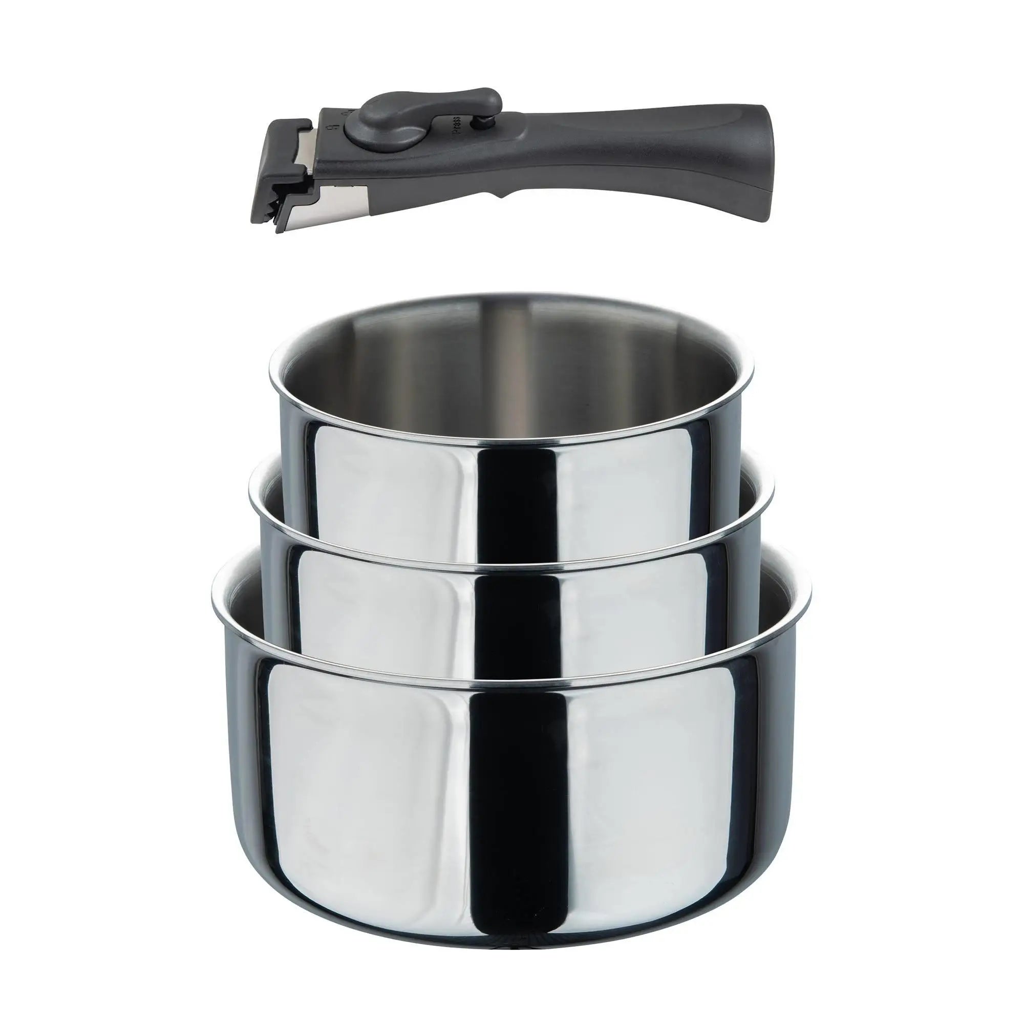 Bergner Click&Cook Set of 3 Saucepans 16/18/20cm without coatings + Detachable stainless steel handle