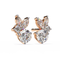 Dainty Marquise Cut Earing 14K Yellow Lab Grown Diamond Multi-Stone Luxury IGI Certified Women's Stud Earrings for Gifting Use