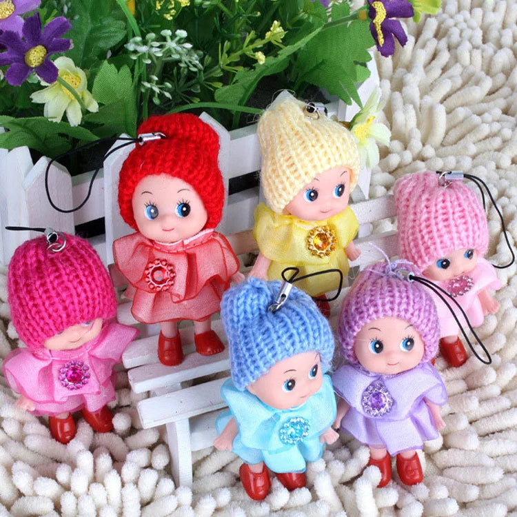 8CM Cute Mini Wearing Miniature Clothes Doll Girls Mobile Phone String Strap Lanyard Charm Pendant Fashion Dollhouse Princess