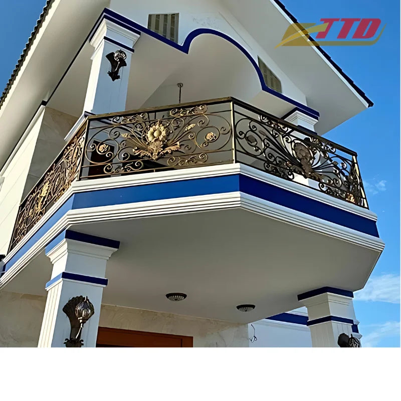 Elegant Wrought Iron Balcony Railings for Villa Small Spaces Made in Vietnam with Artistic Craftsmanship and Modern Appeal