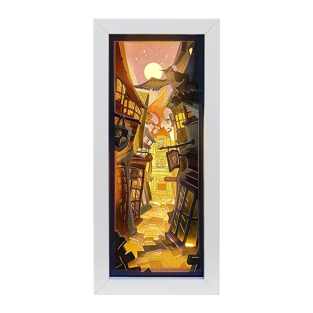 Customized Diagonalley Anime Paper Carving Lamp 3D Led Night Light Shadow Box Framed Laser Cut Paper Art Anime Bookends