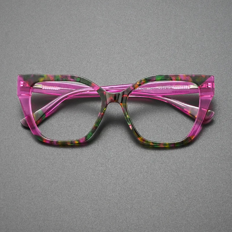 Fashion Bold Cat Eye Acetate Glasses Frames Stylish Daily Decorative Eyewear for Ladies MegaBDM