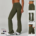 Lanyu Custom Logo Fold Over Soft High Waist Flare Pants Tummy Control Lightweight Modify Leg Shape Butt Lifting Yoga Leggings
