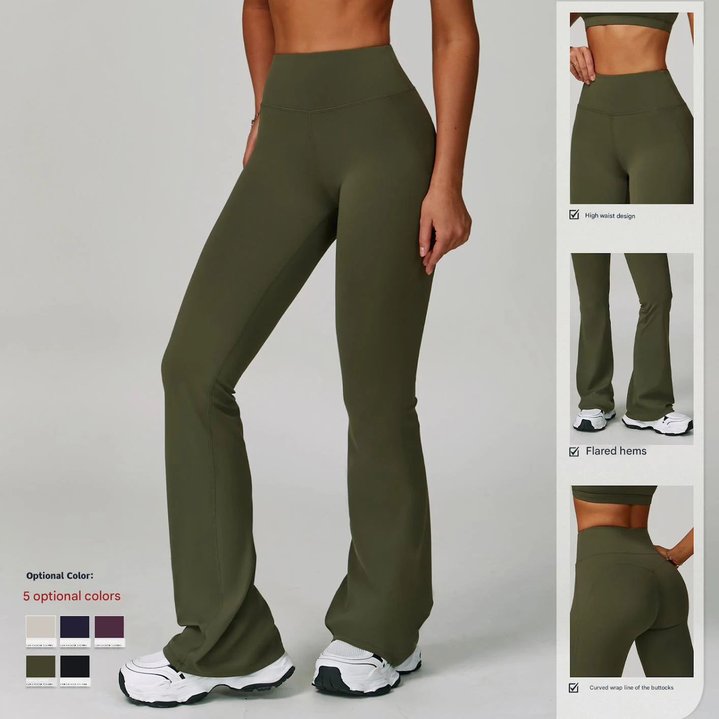 Lanyu Custom Logo Fold Over Soft High Waist Flare Pants Tummy Control Lightweight Modify Leg Shape Butt Lifting Yoga Leggings
