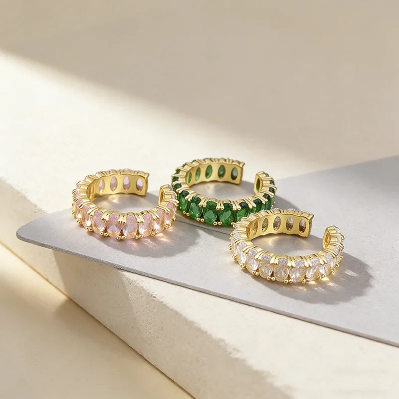 QIKU Fashion Round 3 Colors Diamond Adjustable Opening Ring Finger Jewelry Wedding Engagement Accessories Wholesale Dropshipping