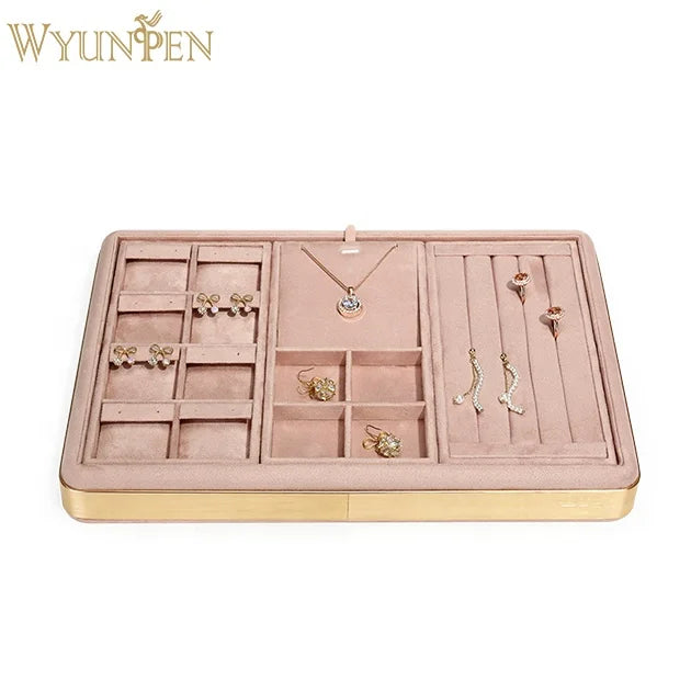 WYP Jewelry Display Tray Luxury Suede Leather Metal Jewelry Necklace Bracelet Earring Ring Display Tray MegaBDM