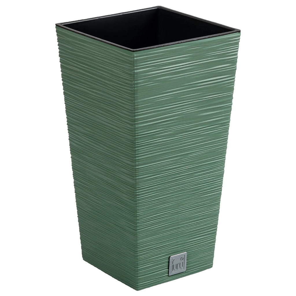 Earth green flower pot with reservoir FURU collection 39.5 x 39.5 x 75.5 cm capacity of 37 L.