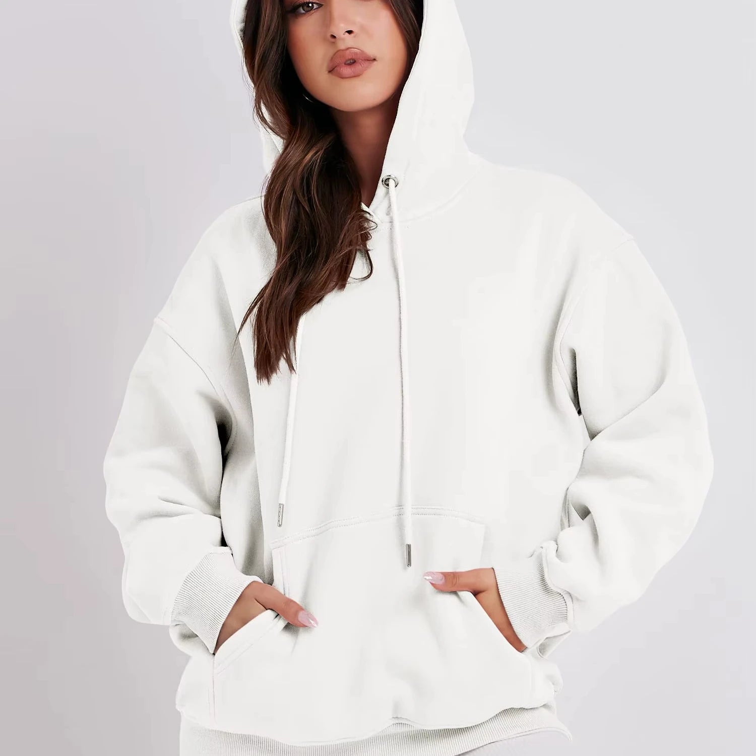 New Arrival Oversize Women's Hoodies Drop Shoulder Heavyweigh 100% Cotton Long Sleeve Screen Print Letters Hoodies Women