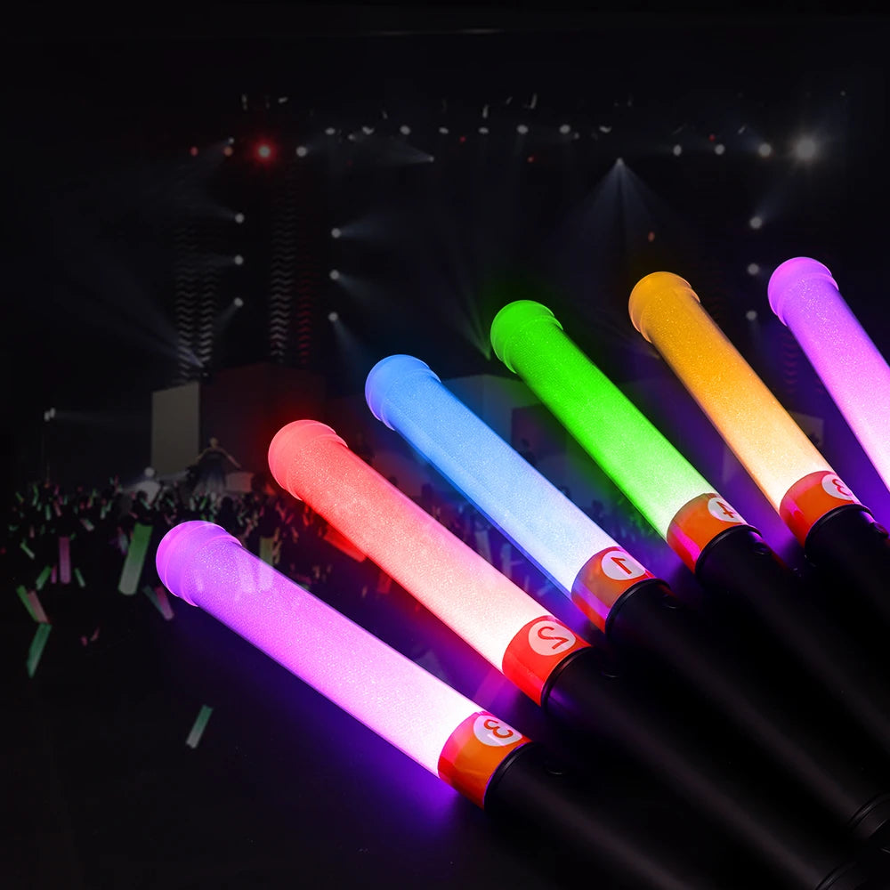 Kids LED Flashlight Stick RGB Lights Eco-Friendly Plastic Transparent Black 3PCS Replaceable AAA Batteries RF Controlled Glow