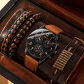 Fenyi Wholesale Hot Sale Decorative Three-eye Casual Business Fashion Trend Belt Alloy Men Quartz Watch Braided Bracelet4pcs/set