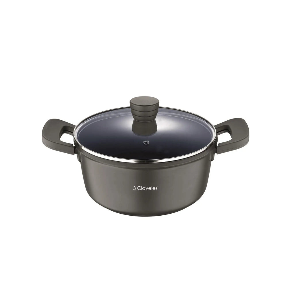 Casserole with lid 24cm and 4.5L in non-stick cast aluminum 3Claveles
