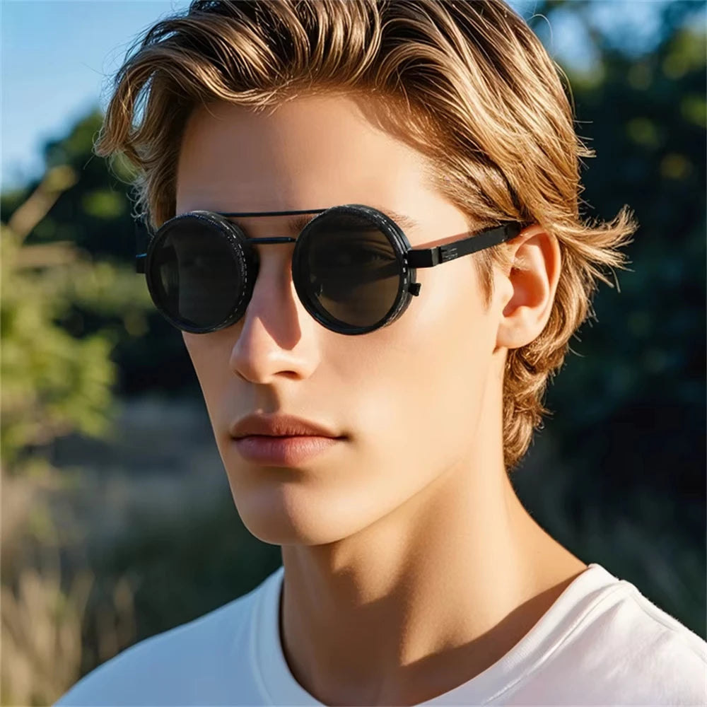 Fashion 2025 Men Women Round Polarized Sun Glasses With ND Filter Lenses UV400 1-9 Gears Adjustable Dimming Sunglasses