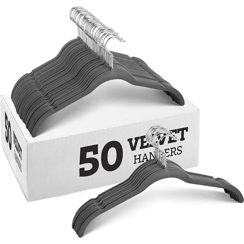 Household Premium Velvet Hanger 50 Pack -non-slip and Seamless Black Suit Hangers Suitable for Coats