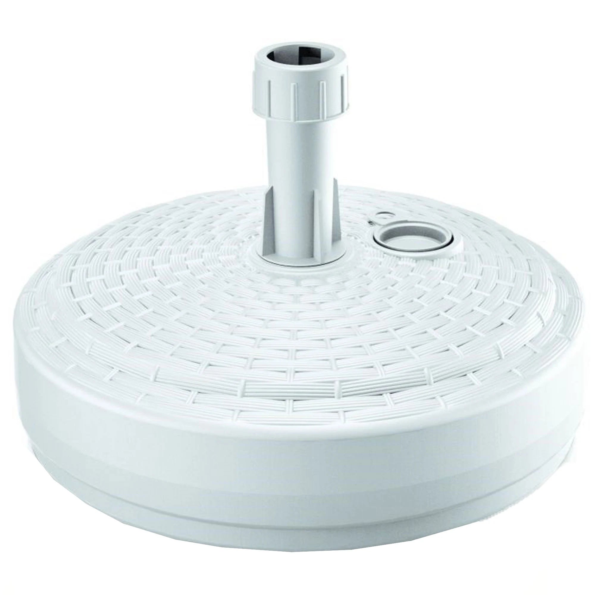 Round polyethylene umbrella base with braided design 39 x 39 x 13 cm in white