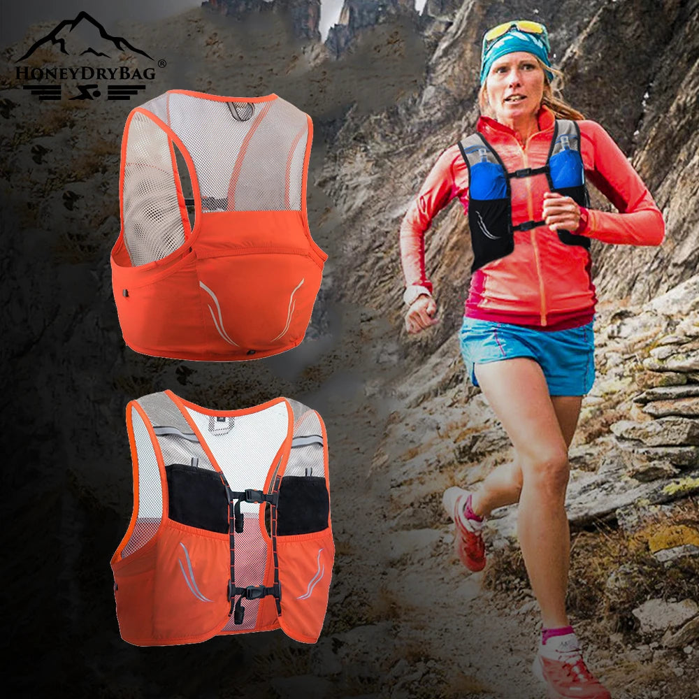 Unisex Custom-Designed Lightweight Hydration Vest for Trail Running Stretch Material with Reflective LED Water Resistant