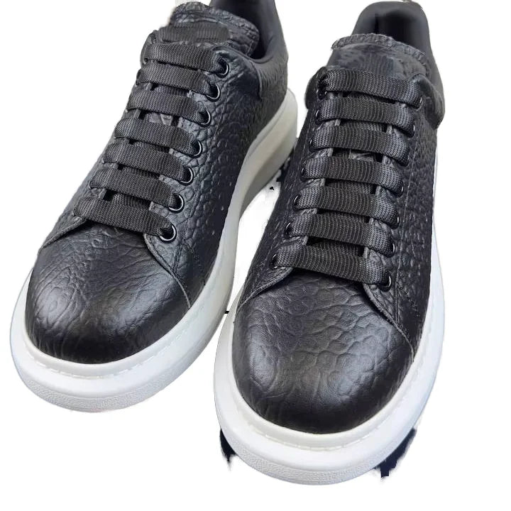 Men Genuine Leather Toe Box Low Cut Urban Sneakers Comfortable Daily Wear Lightweight Flexible Sole Lace-Up Walking Shoes