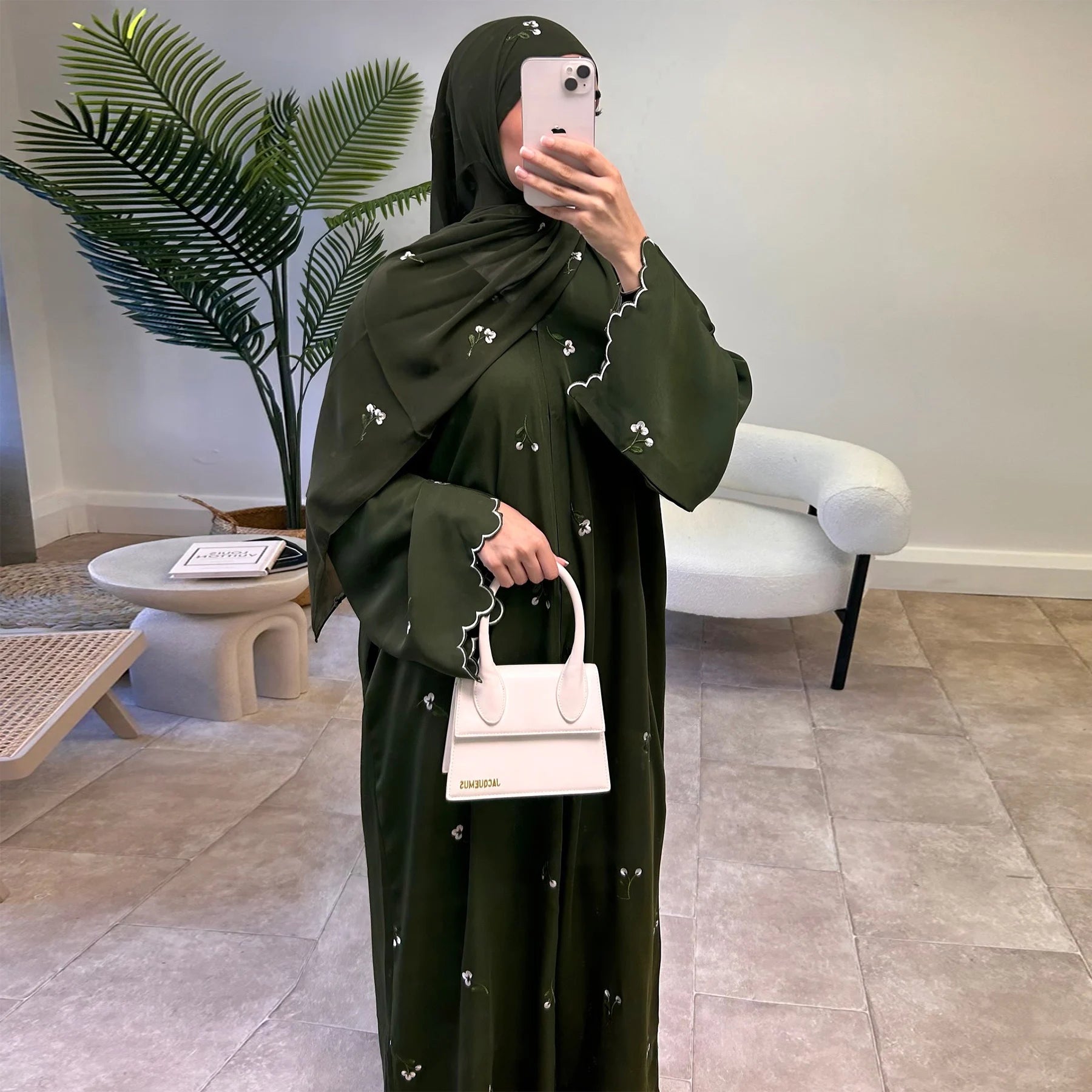 One Piece New Abaya Embroidery Floral Abaya Cardigan Women Modest Islamic Clothing Turkey Kaftan Dubai Muslim Open Abaya Eid