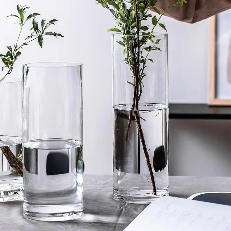 Wide-Mouth Transparent Glass & Crystal Vase for Wedding Home Low MOQ Factory Wholesale Stock Available for Candle Flower Display