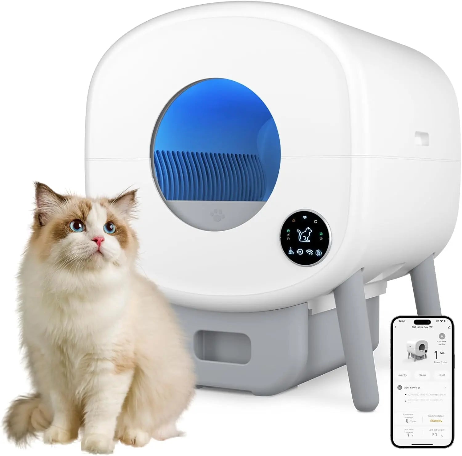 Smart Self-Cleaning Automatic Cat Litter Box ABS and Plastic Kitty Toilet with Sand Application Factory Wholesale
