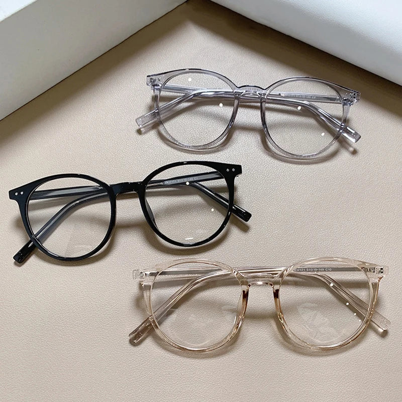 New TR90 Plain Glasses Frame Anti Blue Light Round Thin High Quality Frames for Eye Glasses Match Degree Eyeglasses Frame
