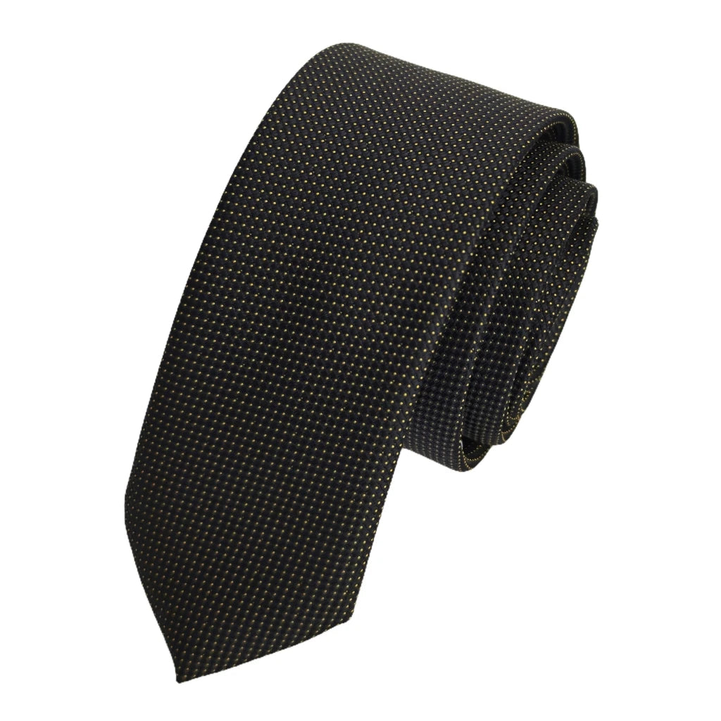 Black and Yellow Micro-Yellow Polka Dot Jacquard Woven Slim Fashion Tie