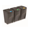 Set of 3 KEDEN SORTIBOX waste bins recycling bin grey volume 3x35L