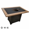 Fire Stone Hot Pot Table With Solid Wooden Frame