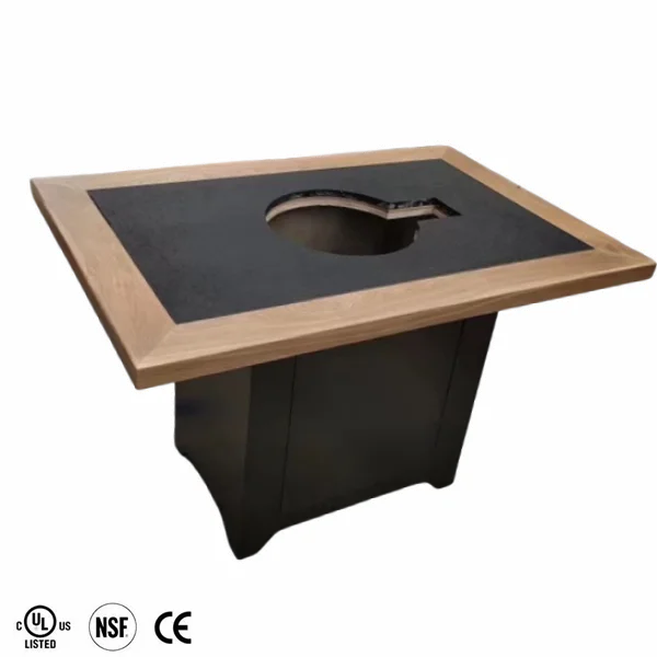 Fire Stone Hot Pot Table With Solid Wooden Frame