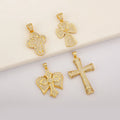 QIKU Wholesale Non-Tarnish Metallic Pave Cross Charms for Christian Jewelry Making Ready to Ship