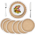 2024 Handmade Round Table Placemats Vintage Mats for Parties 100% Jute Ruffled Lace Farmhouse Table Mats