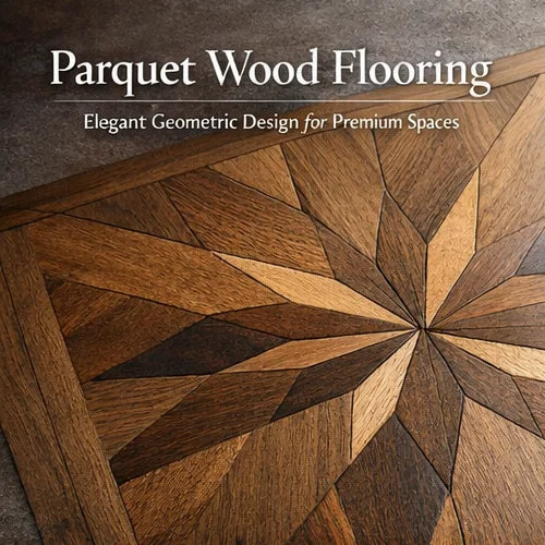 Parquet Flooring Engineered White Oak Geometric Pattern Custom Design Click Modern Kitchen Villa Hotel Apartment 3-Year Warranty