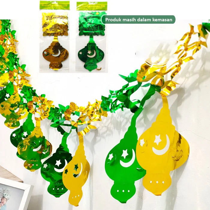 Sunbeauty 2M Hari Raya Hanging Tinsel Ceiling Decor Banner Party Garland Hiasan Dinding Raya Aidilfitri 2025 Eid Decorations