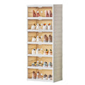 6 Tier Folding Clear Foldable Dustproof Acrylic Rack Stackable Shoe case Storage Organizer Container Box with Custom Logo