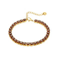 Fashion 18K Gold Plated Stainless Steel Jewelry Link Chain Charm Brown Zircon Tennis Bracelet for Women Gifts Bracelet B242447