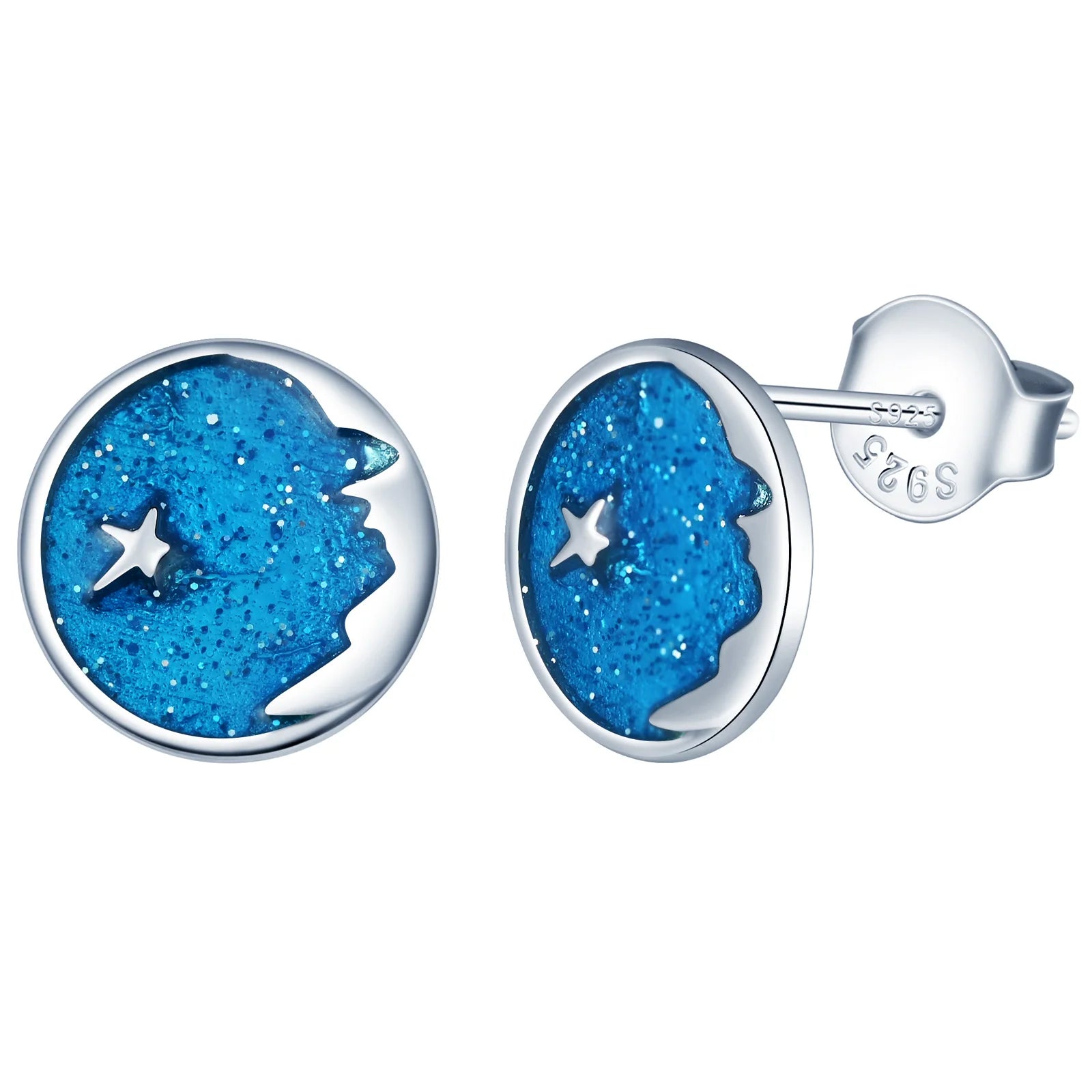S925 Sterling Silver Star Stud Earrings Fashion for Women Elegant Fine Gifts Parties Rhodium
