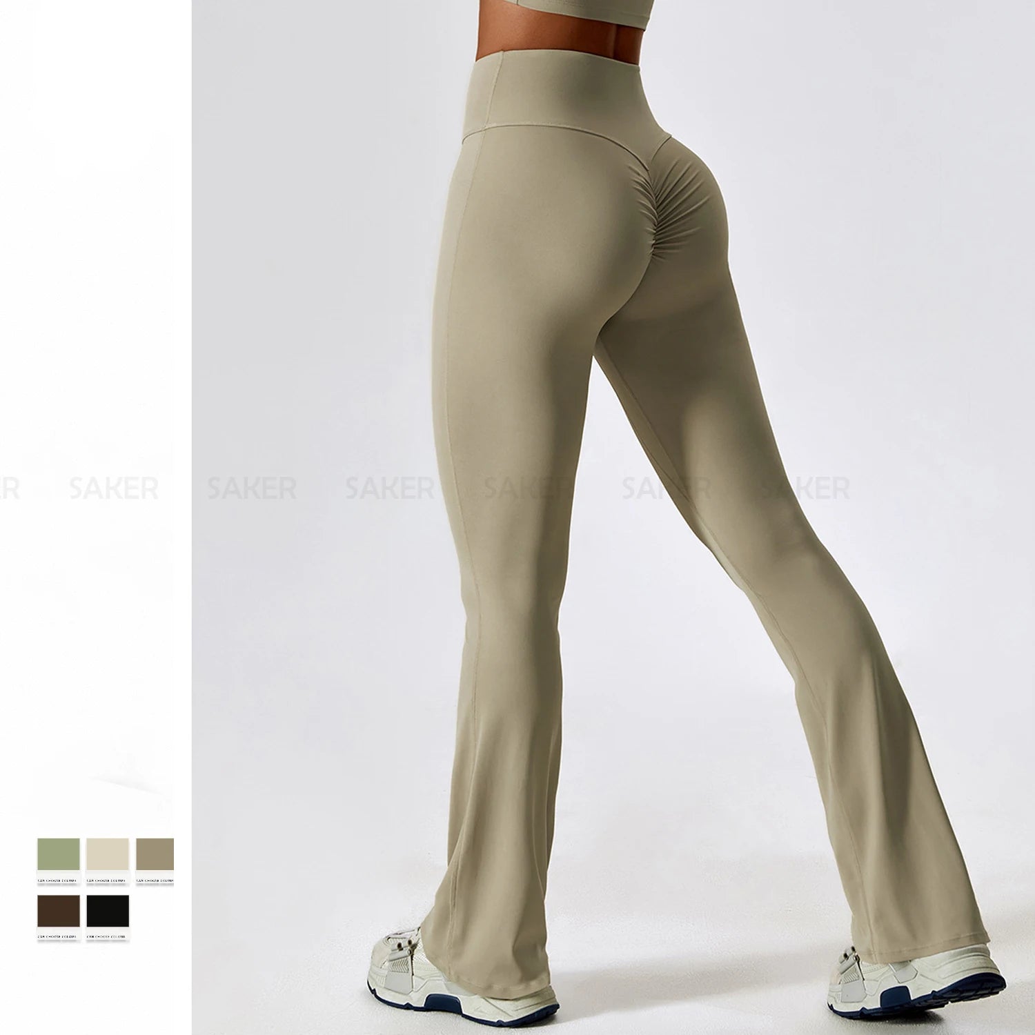 Custom Soft High Waist Tummy Control Flared Yoga Pants Gym Workout Wide Leg Scrunch Butt Plus Size Flare Leggings for Women