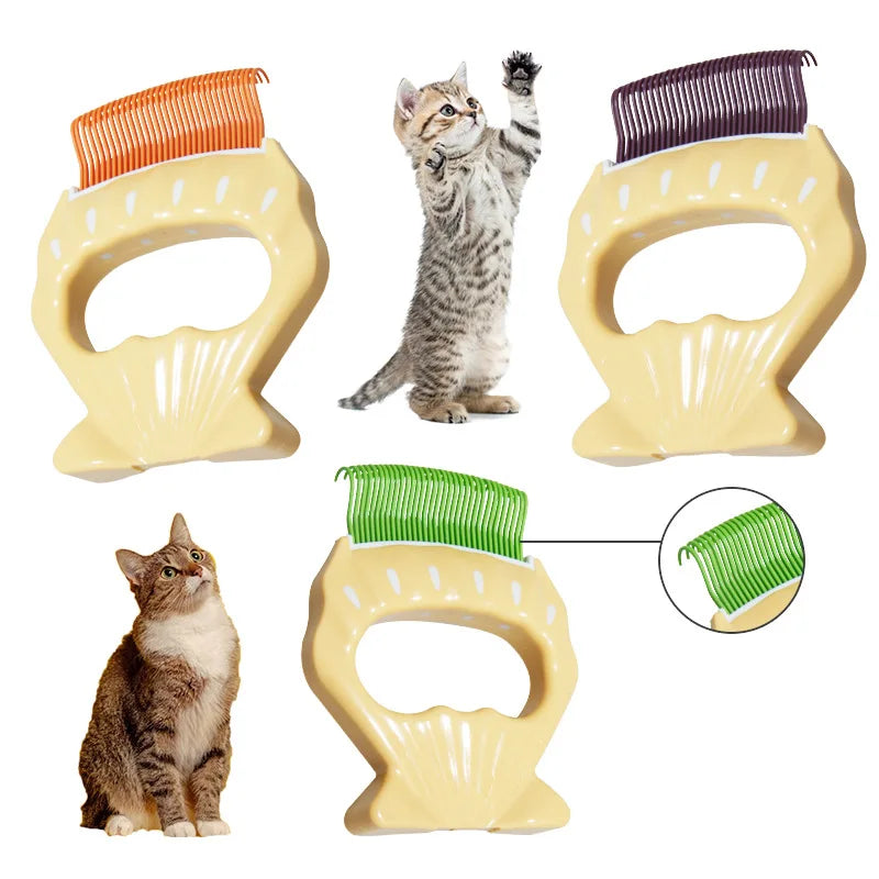 Portable Pet Cat Shell Hair Removal Deshedder Grooming and Deshedding Brush Foot Pot Comb Removing Knots