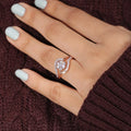 14K Yellow Gold Plated Brass Women's Lab Created Diamond Ring Featuring Peace Shape Cut Center Stone Classic Engagement Ring