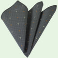 Exve Exclusive Olive Green Beige Orange Print Cotton Pocket Square From Turkey