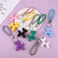 Hot Selling Multicolor 3D Stereo PVC Silicone Keychain Accessories Bag Pendant Leather Strap Balloon Dog Keychain